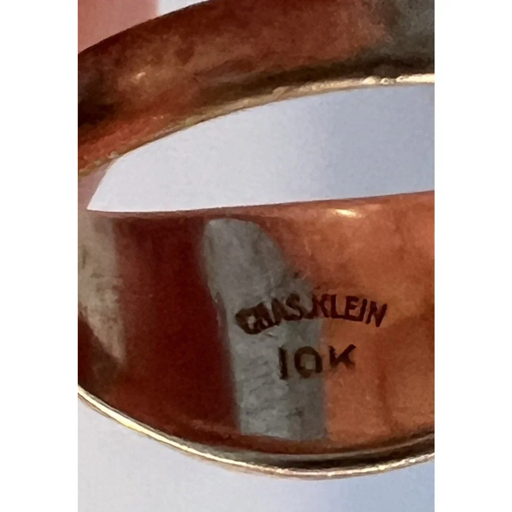BEAUTIFUL Antique Stamped Chas Klein 10K Gold Sherwood Music School Enamel Ring